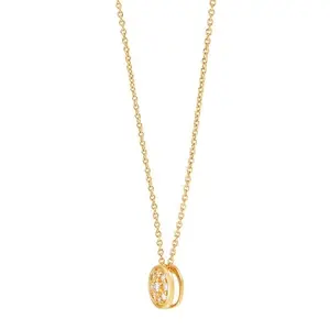 10K Yellow Gold Diamond-Set Disc Necklace