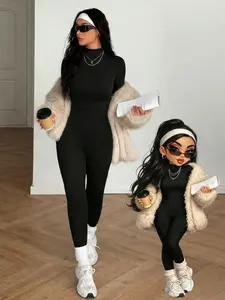 Women's V-Neck Bodycon Jumpsuit, Schoolgirl Style, Simple Minimalist Youthful Holiday Casual Fashion, Vintage Natural Versatile Quality, Aesthetic