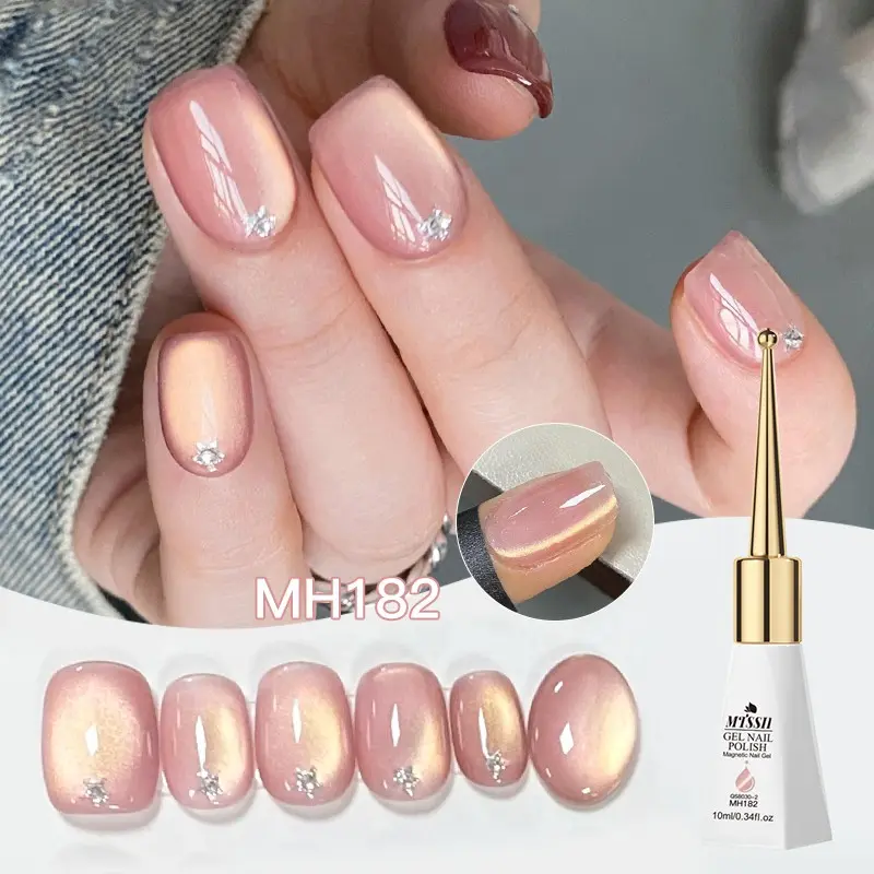 MTSSII 10ml Moonlight Magnetic Gel Nail Polish, 6 Vibrant Colors Pink Porcelain White Light Magnetic Nail Sparkling Glitter Semi Permanent Soak Off UV Gel Kit Glitter Manicure For Nail Art DIY Gel Varnish Base Color Gel Polish Gel Shine Finish