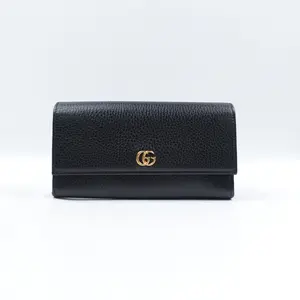 Pre-owned Calfskin Small Leather Goods Gucci Marmont Black Wallet T10363723
