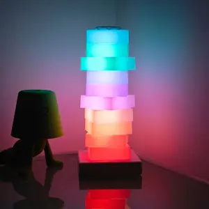 Rotatable LED Light Column, DIY Assembly Lamp, Rainbow Color Changing, Office Bedroom Living Room Decoration, Dimmable Touch Control, Ambient Decoration Lamp
