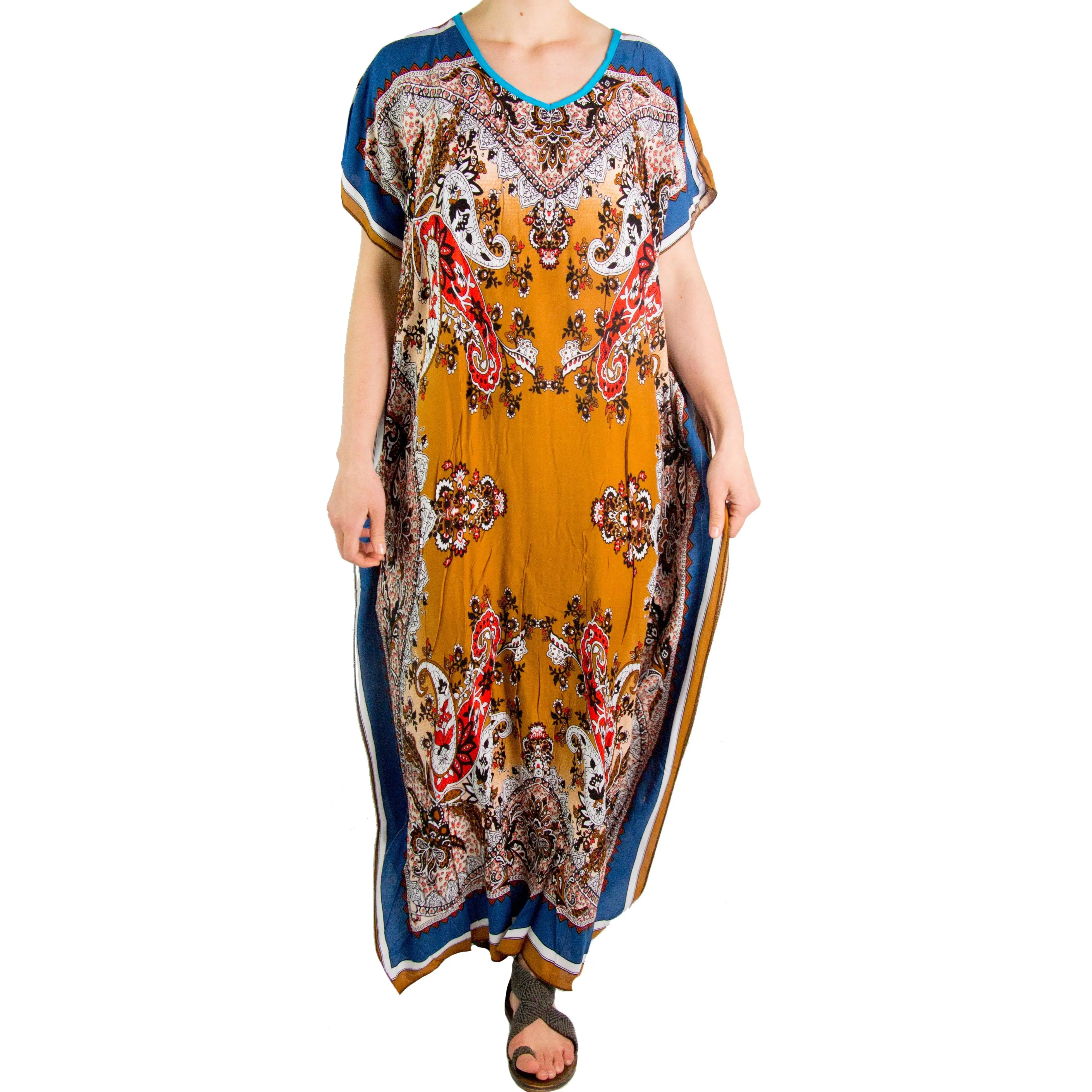 Sakkas Aggy Womens Dashiki African Print Caftan Dress Maxi Boho Hippie Colorful