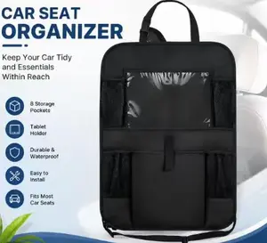 Highly visible car seat storage system for all vehicles | 10-pocket Oxford fabric storage straps with flat/bottle slots | Heat-resistant/Cold-resistant cup holders | Layered car rear seat organizer, suitable for mobile phones/snacks