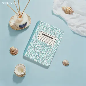 Blue & White Shattered + Side Blue Strip Composition Book Design PU Flip TPU iPad Case (Trifold Stand, Pencil Holder, Shockproof, Auto Wake/Sleep) for iPad Air 11", a16, 9th/10th/11th Gen, Fall, Back to School, Gift