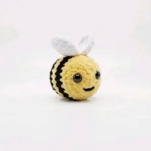 Fluffy Crochet Woven Bee Plush Toy with Big Eyes, baby bee
