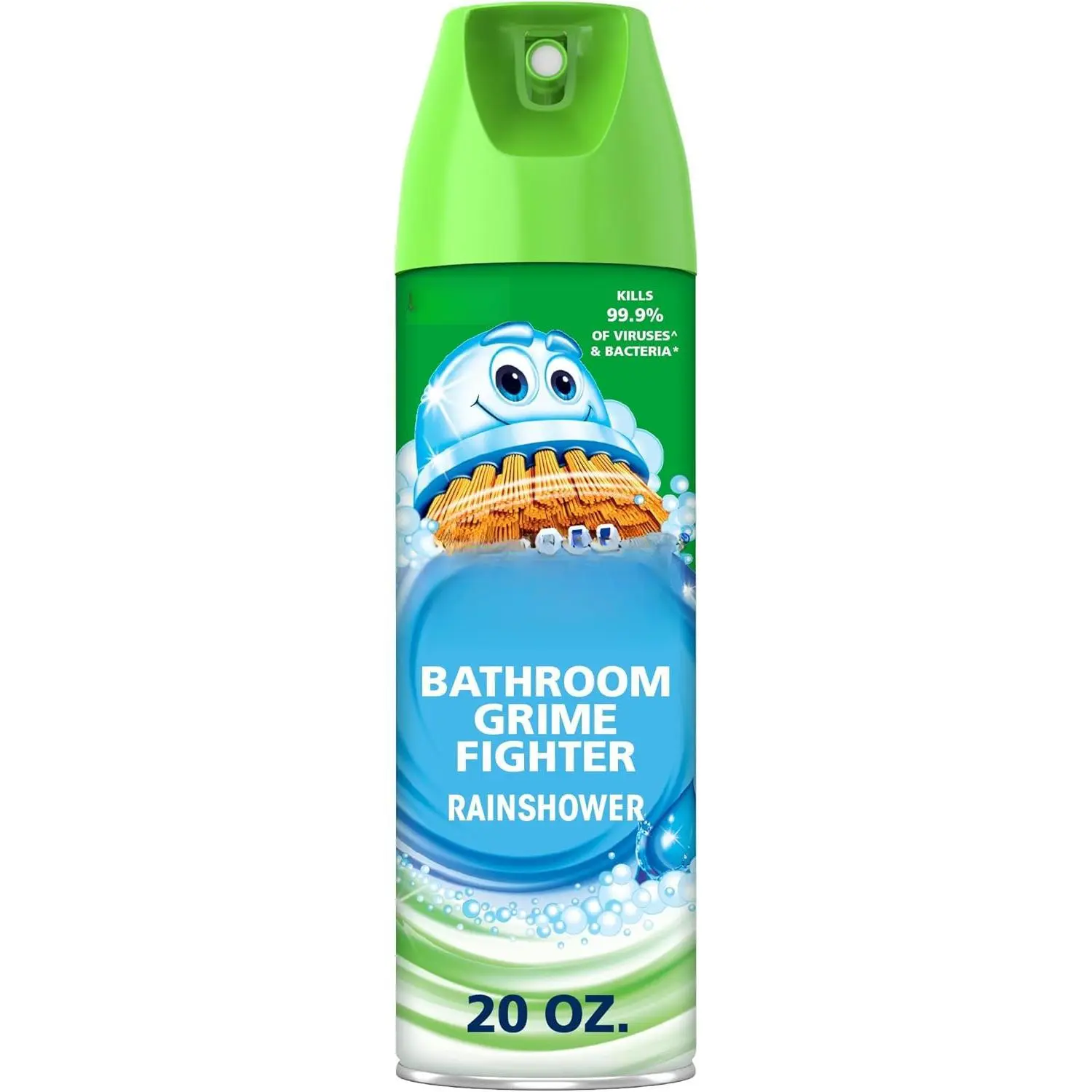 Bathroom and Shower Cleaner Disinfectant Aerosol, Foaming Action Bathroom Grime Fighter, Rainshower Scent, 20oz