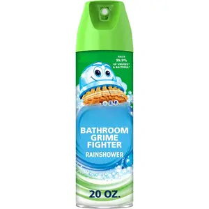 Bathroom and Shower Cleaner Disinfectant Aerosol, Foaming Action Bathroom Grime Fighter, Rainshower Scent, 20oz