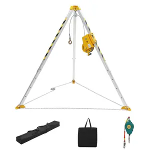 Garvee Confined Space Tripod Kit, 1200 LBS Winch, 7 ft Legs & 98 ft Cable, Steel Confined Space Rescue Tripod with 33 ft Fall Protection, Storage Bag for Traditional Confined Spaces Safety