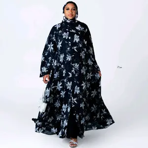 Jasmine Floral Chiffon 4pcs Abaya set