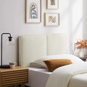 Modway Lindee Boucle Fabric Twin Headboard in Cream