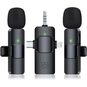 3 in 1 Wireless Lavalier Microphone for iPhone Android Camera USB-C with Noise Reduction for YouTube Live Stream TikTok Vlogs Video Recording Amplifier Rechargeable Lavalier Pack Intelligent Noise Cancellation Ultra-Low Delay