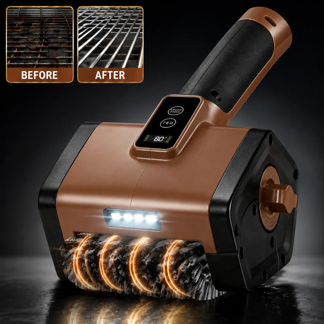 Electric Grill Brush for Outdoor, 2026 TikTok BBQ Grill Cleaner with 3 Heads, 2-Speed & Angle Adjust Cordless Rotary Grill Brush, 150Mins Runtime Grill Cleaning Brush for Barbecue Grates， Waterproof & Dishwasher Safe Removable Brushes for Deep Cleaning