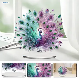 2D Flat Acrylic Diamond Painting Kit, Sea & Land Animals Theme, Crystal Shine Special-Shaped Bright Rhinestones, 5D Diamond Art Single-Sided 24x22cm Desktop Ornament, DIY Craft for Adults Home Decor,summervibes