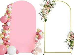 Wedding Arch Backdrop Stand and Cover Set, 6.6FT Metal Arch with Assorted Color Arch Cover for Wedding Ceremony, Birthday Party, Bridal Shower, Baby Shower & Event Decor