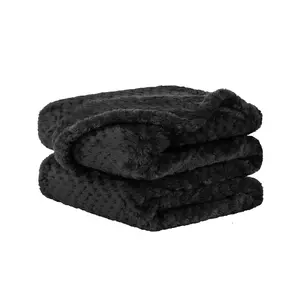 Unique Bargains Flannel Fleece Bed Blankets, Soft Warm Microfiber Blanket, Mesh Fuzzy Plush 330GSM Lightweight Luxury Blankets, (30"x40") Black