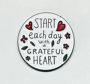 Start Each Day With A Grateful Heart Enamel Magnetic Needle Minder ~ Needle Keeper - Cross Stitch Embroidery Needlepoint Sewing Accessory Notion