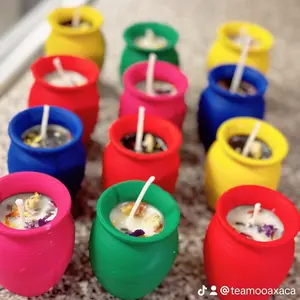 3 piece mini cantarito Candles mix colors
