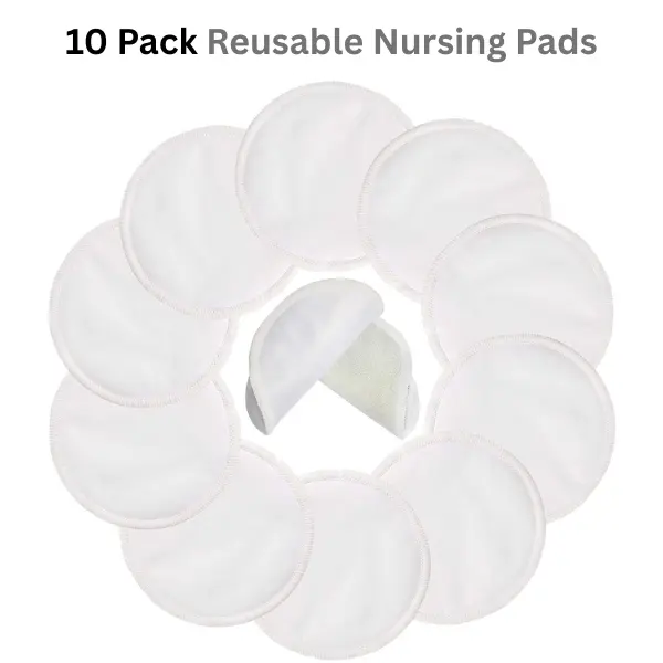 10 Pack Reusable Nursing Pads for Breastfeeding Moms, Washable Breast Pads with Laundry Bag, Maternity Care