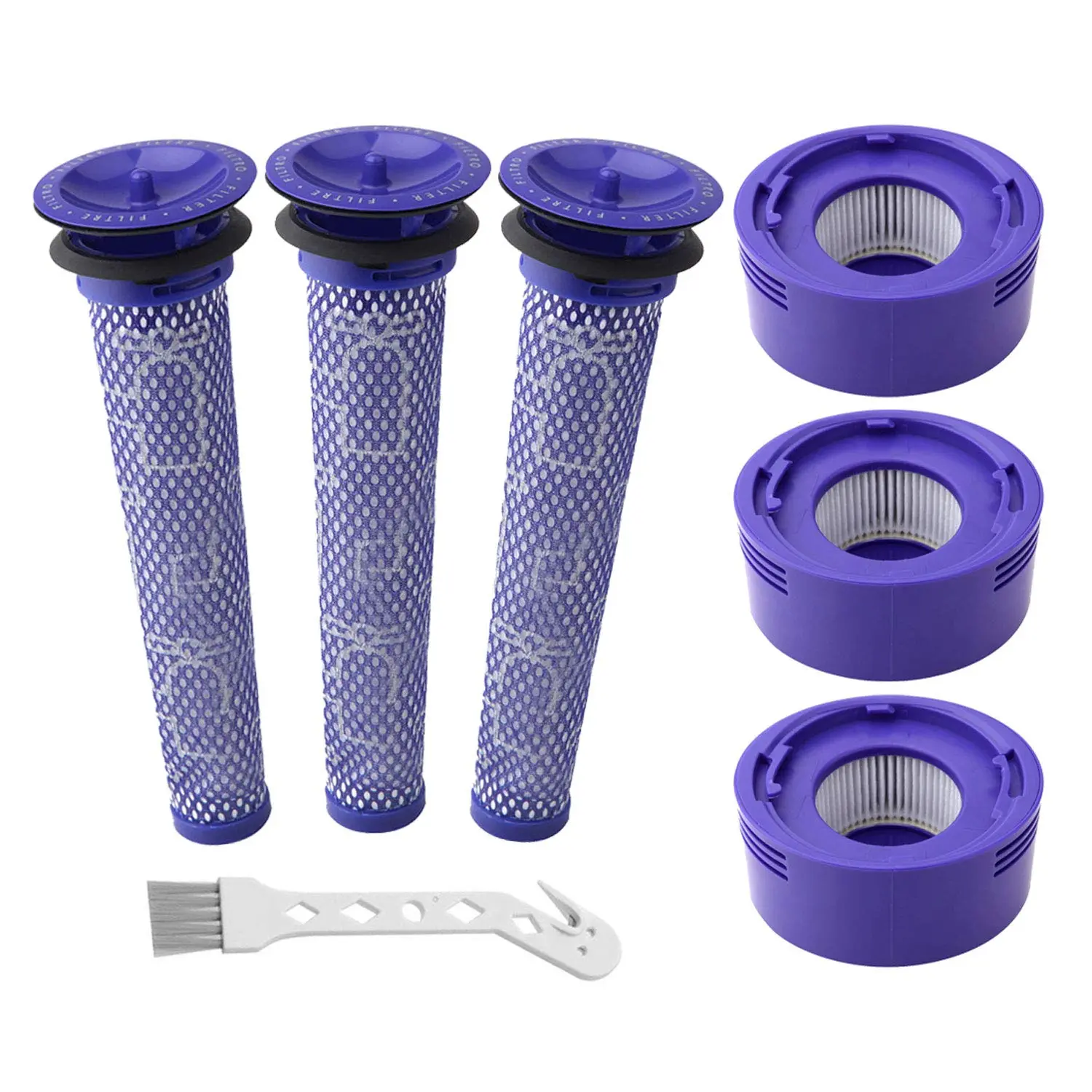6 Pack Vacuum Filter Replacement Kit for Dyson V7, V8 Animal and V8 Absolute Cordless Vacuum, 3 Post Filter, 3 Pre Filter, Replaces Part