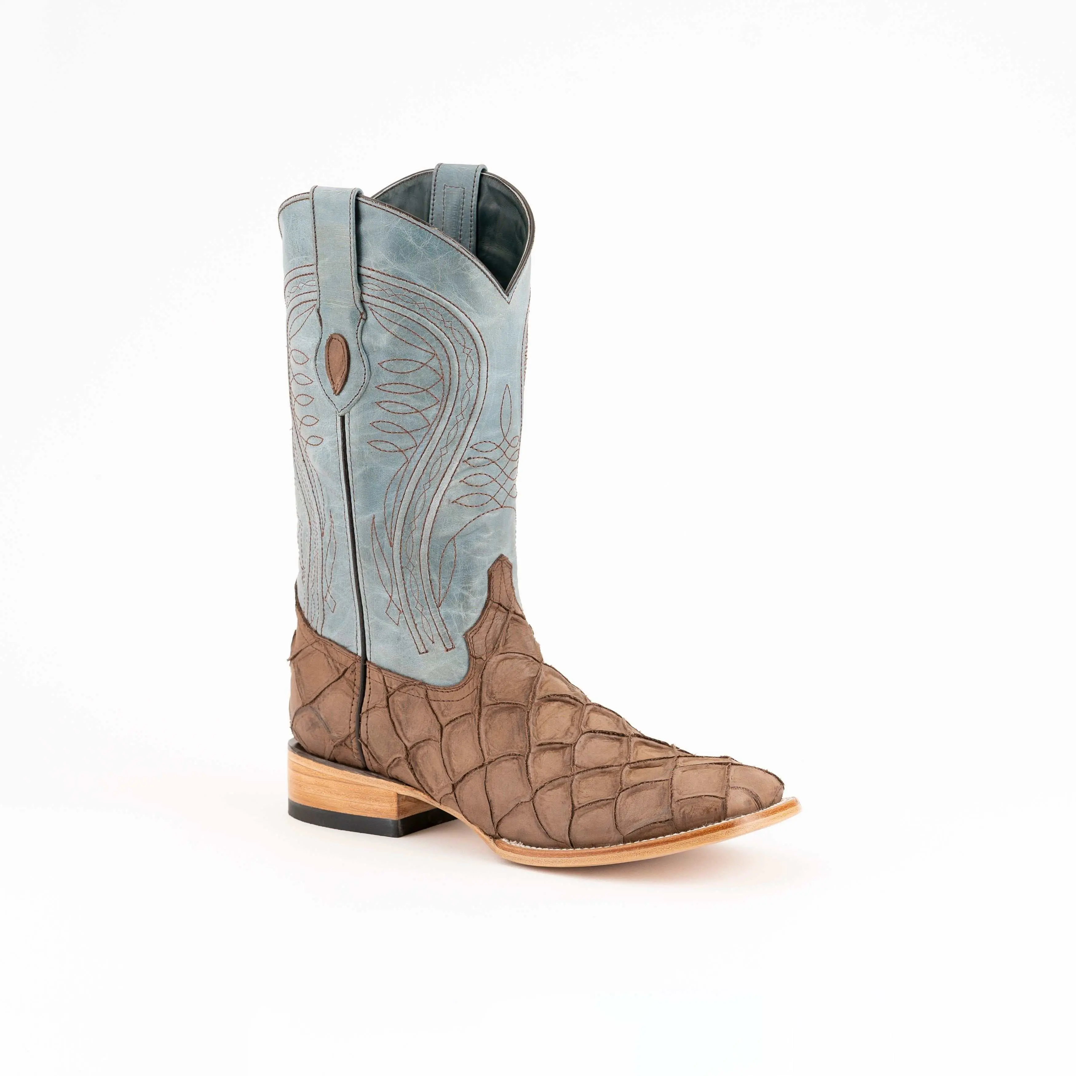 Men's Ferrini Bronco Pirarucu Print Boots Handcrafted Brown