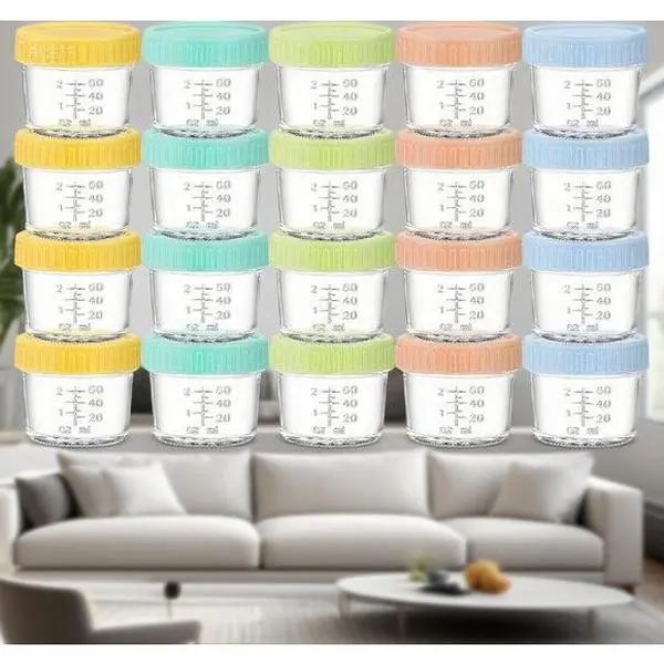 20 Pack 4 Oz Glass Storage Jars with Lids - Microwave, Dishwasher & Freezer Safe - 100% Leak-Proof BPA-Free Containers - Reusable Baby Food Jars for Homemade Puree - Airtight & Shatter-Resistant