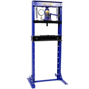 12 Ton Bottle Jack Shop Press with Gauge, Bend, Straighten, or Press Parts, Install Bearings, U-Joints, Bushings, Ball Joints, and Pulleys,Blue