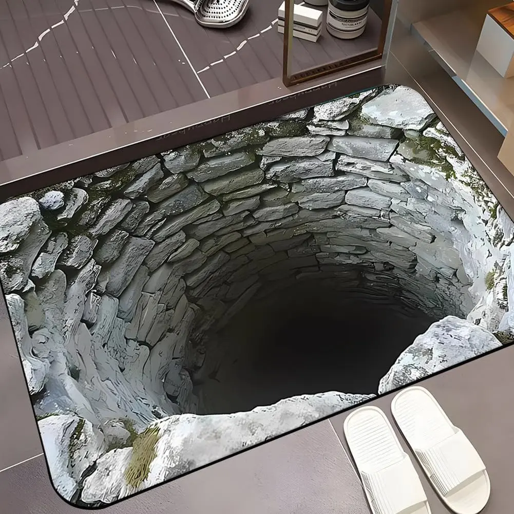 Durable Optical Doormat - All-Weather Ground Crack Illusion Non-Slip Rug for Entrance Porch, Garden Decoration, Non Slip Rugs