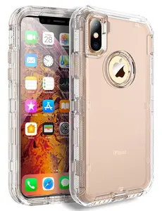 MXX Case for iPhone Xs Case, Heavy Duty Defender Cover - Full Armor Body - Shockproof Protection Bumper - Built-in, Layers Hybrid TPU Rugged Rubber with Hard PC Panel Compatible with iPhone X (Clear) Cellphone Protective Casing, Phonecase Accessories