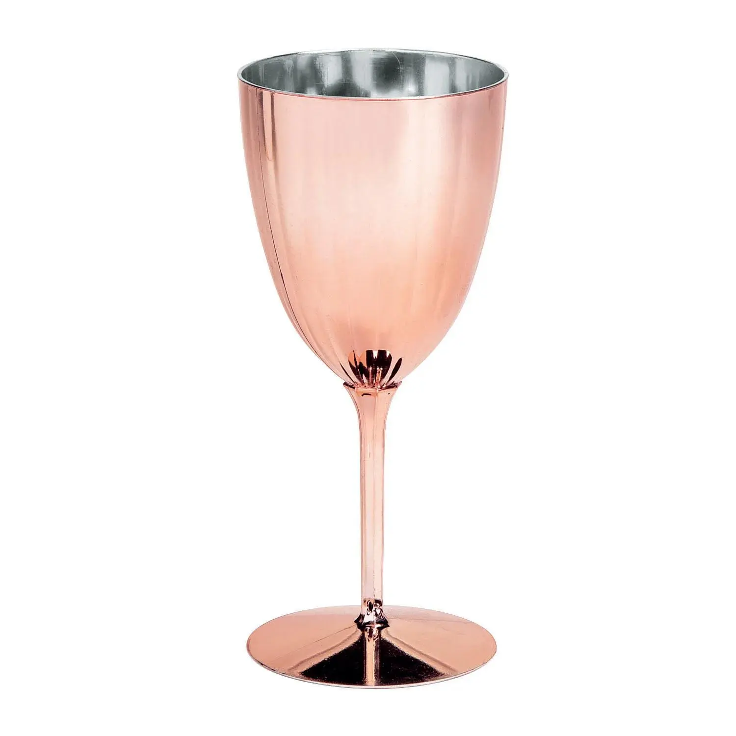 Stylish Drinkware Disposable Plastic Wine Glass Set - Rose Gold Metallic, 12 Ct Low-Price Wedding Glasses for Sentimental Toasts
