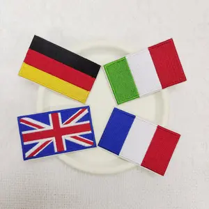 1PCS embroidered patches for Italian, French, British, and German flags, DIY decorative patches for hats, bags, shoes, and clothing, durable materials with back hot melt adhesive that can be sewn, ironed, and washed