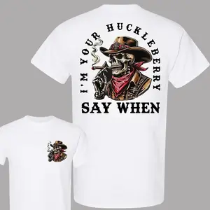 Cowboy Skull Graphic T-Shirt, Vintage Western Tee, Smoking Skull Bandana Design, Retro Cowboy Style Shirt, Casual Mens T-Shirt