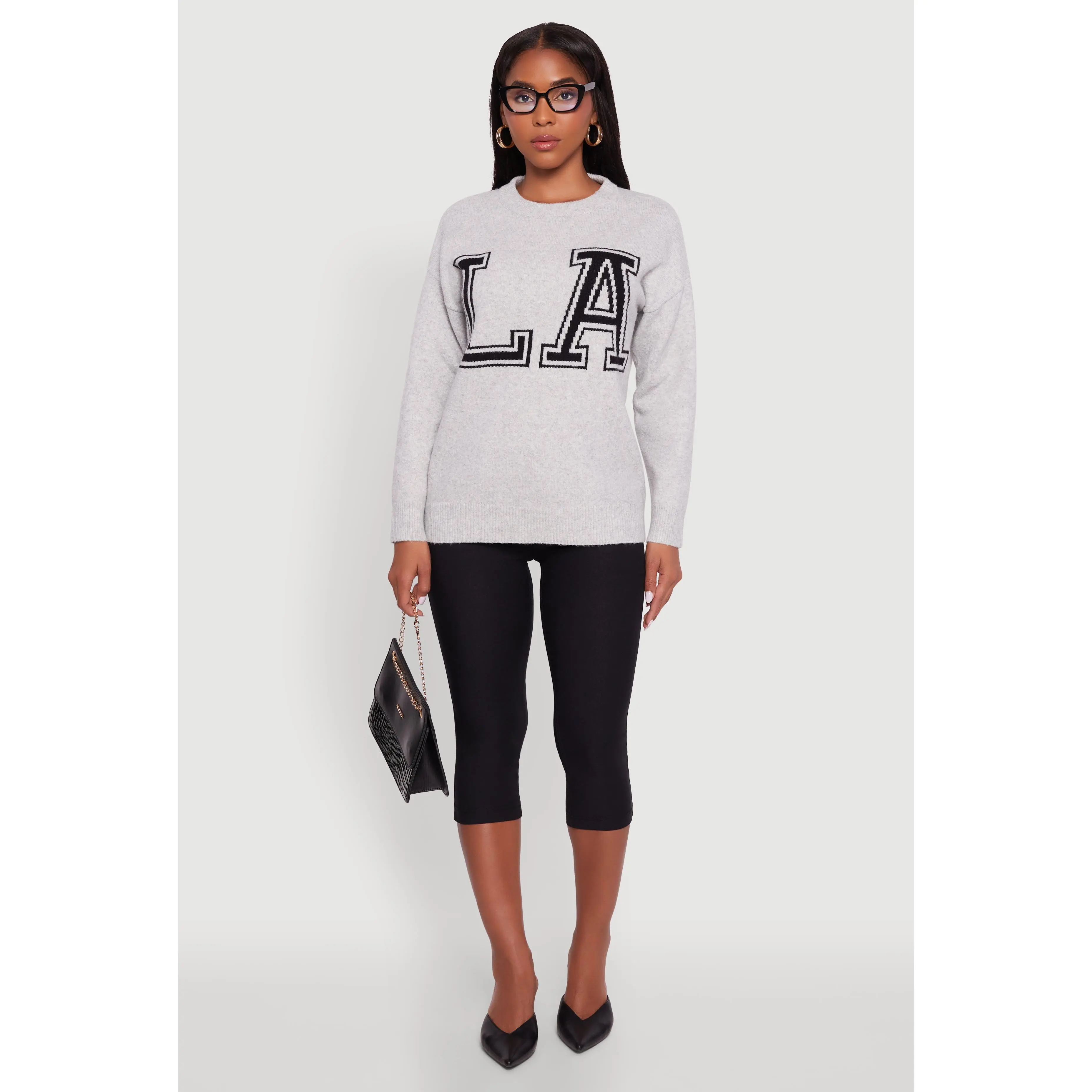 Brushed Knit Los Angeles Graphic Print Sweater