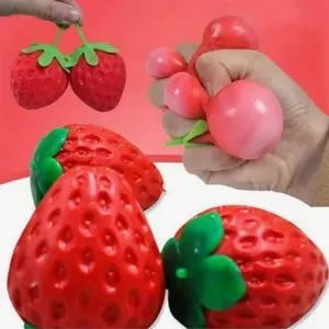 Simulated Fruit Strawberry Pinching and Squeezing Toys, Stress Relieving Balls, Anxiety Relief Tool, Unique Party Gift, Creative Fun Toy