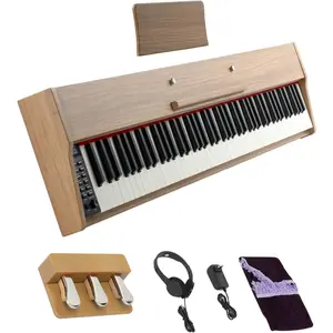 GLARRY Digital Piano Keyboard, Portable 88 keys Semi-Weighted Electric Piano with Three Pedals for Beginner, Bluetooth, Triple Pedals, Power Supply, 2 Speakers