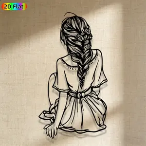 1pc Romantic Girl with Braid Metal Wall Art, Romantic Girl with Braid Statue Mural, Iron Craft, Perfect for Bedroom, Boudoir, Love Alcove Decor, Artistic Metalwork, Intricate Craftsmanship, Valentine's Decor, Ideal Gift for Romance Enthusiasts