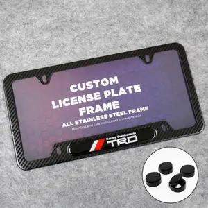 Front or Rear Carbon Fiber Texture License Plate Frame Protect Cover Fit TRD Decorate Accessories Gifts