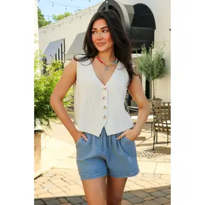 The Refined Knit Button Vest Top