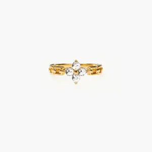 en route Lucky Clover Ring in Gold, US Size 6-8, Stackable Dainty Ring for Layered Luck & Everyday Sparkle