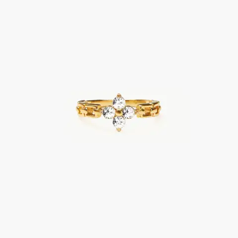 en route 18K Gold Plated Lucky Clover Ring, US Size 6-8, Stackable Dainty Ring for Layered Luck & Everyday Sparkle