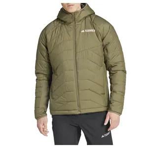 adidas Mens Terrex Multi Synthetic Insulated Hooded Jacket Hiking Athletic Outerwear Casual Pockets - Green