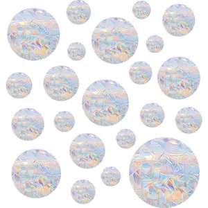 36PCS Circle Window Clings - Anti-Collision Window Decals to Save Birds from Window Collisions,Non Adhesive Prismatic Vinyl Window Clings, Rainbow Stickers