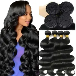 【DealsForYouDays】14A Body Wave Bundles 12-32 Inch 100% Unprocessed Brazilian Virgin Hair 3 Bundles Human Hair Natural Colour Extensions Quick Weave