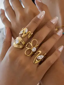 This Set Of Women s Ring Is Made Of 18k Gold Plated Stainless Steel With Horse s Eye Zircon Which Is Waterproof And Anti Allergy It Is A Must Have For Casual Elegance Throughout The Four Seasons And For Both Daily And Business Use Fashion Stackable Rings