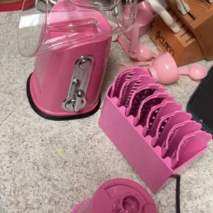 SUSTEAS Rotary Cheese Grater with 5 Replacement Blades Strong Suction Cup Base BPA Free Compact Design for Easy Cleaning Kitchen Utensils Pink - Mandoline Slicer Vegetable Cutter Vegetable Fruit Cutter