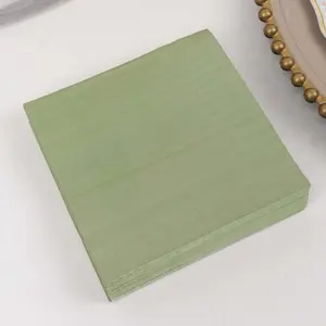 50-Pack Paper Beverage Napkins 2 Ply Sage Green 5"x5" - Soft Disposable Cocktail Napkins 18GSM