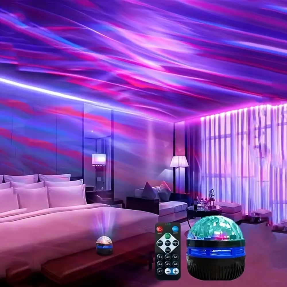 USB Galaxy Projector Night Light – RGB Aurora LED Lamp with Remote, Sound Reactive Ambient Room Decor
