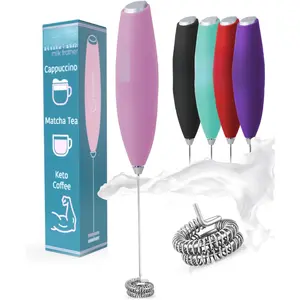 Milk Frother Handheld Double Whisk - Coffee Frother Electric Stirrer, Matcha Whisk & Drink Mixer Handheld - Electric Stirrer For Coffee (Pastel Pink)