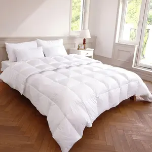All Season 50Oz Fill Down Comforter Queen Size w/greyduck Down,Soft &Noiseless Cover 400thread Count for Noise Sensitive Sleeper, Lightweight Duvet Insert 90 * 90Inch