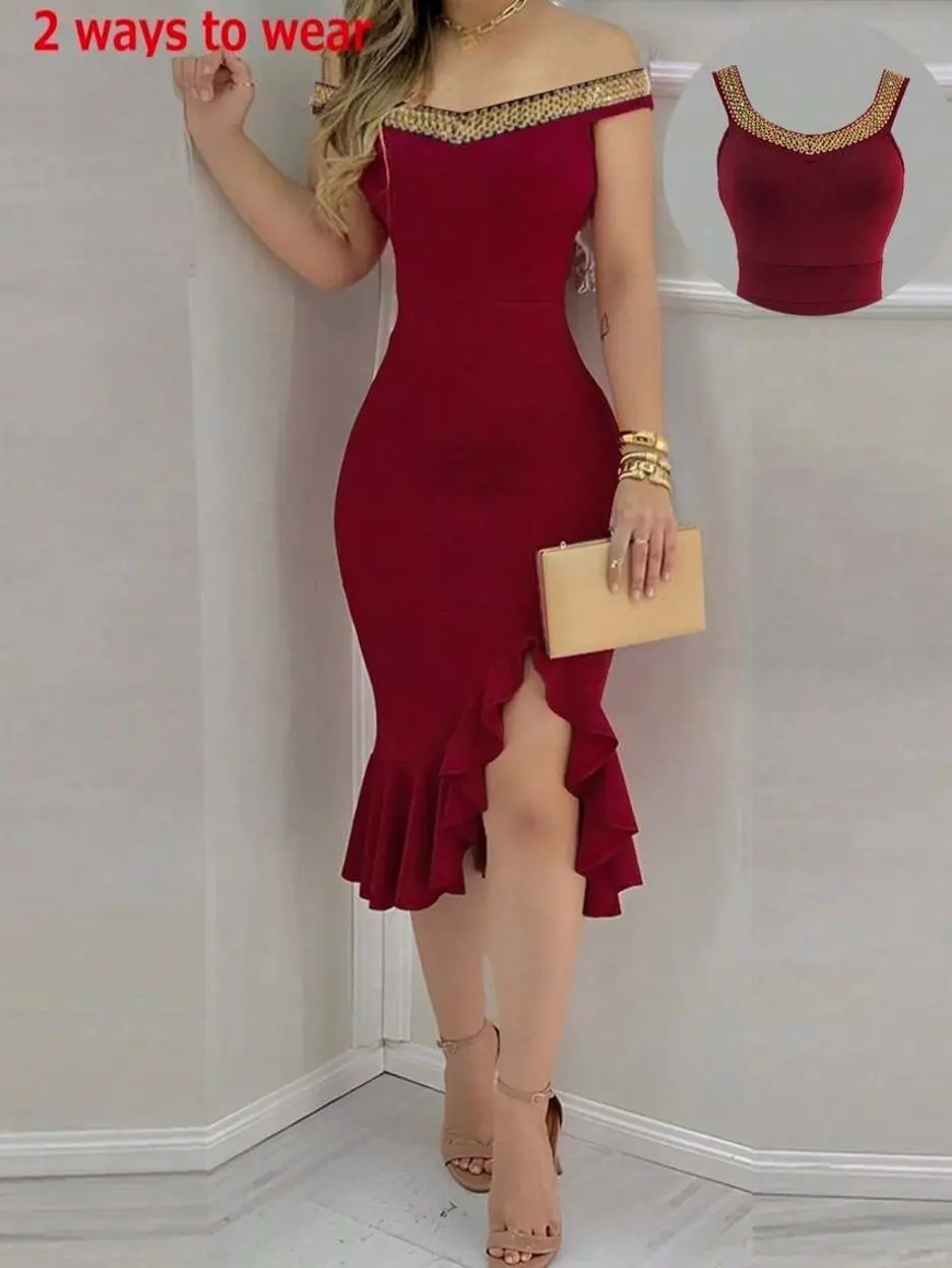 Elegant Fitted Dress - Sleeveless Backless Design, Deep V Neck, Pleated Tailoring, Ideal For Parties & Autumn Events, Machine Washable Polyester Blend, Slim Fit, Long Length, Black