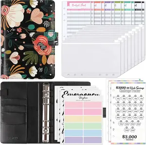 Budget Binder with 8Pcs Cash Envelopes, 12Pcs Expense Budget Sheets, 2Pcs Challenge Trackers, and Category Labels - Budget Binder & Challenges Book Combo for Saving Money